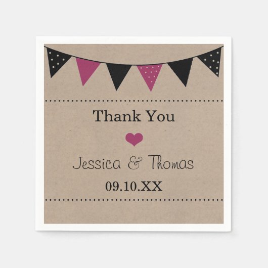 Het moderne roze Collectie van het Bunting Wedding Servetten (Voorkant)