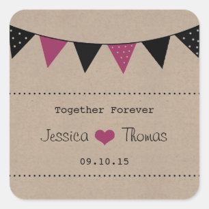 Het moderne roze Collectie van het Bunting Wedding Vierkante Sticker