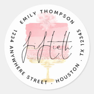 Het moderne Roze Manuscript van de Cake van de Roz Ronde Sticker