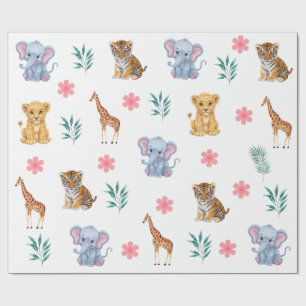 Het moderne Safari Oerwoud Animals Elephant Tiger  Cadeaupapier
