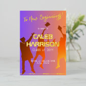 Het moderne technische Afstuderen Sunset Modern Folie Uitnodiging (Staand Voorkant)