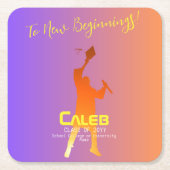 Het moderne technische Afstuderen Sunset Modern Vierkante Kartonnen Onderzetter (Voorkant)