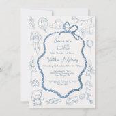 Het moderne Toile de Jouy Baby shower Kaart (Voorkant)