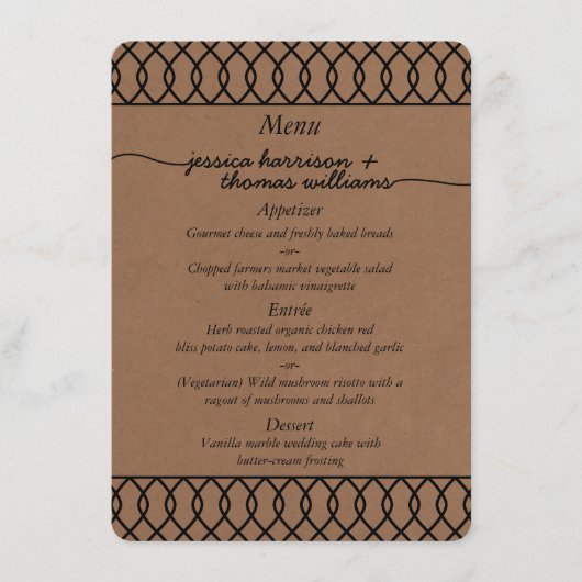 Het moderne Whimsical Kraft Wedding Collectie Menu (Voorkant)