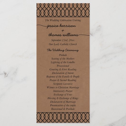 Het moderne Whimsical Kraft Wedding Collectie Programma (Voorkant)