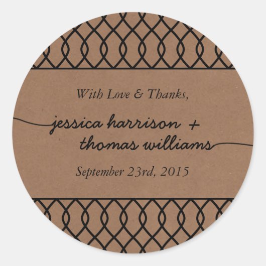 Het moderne Whimsical Kraft Wedding Collectie Ronde Sticker (Voorkant)