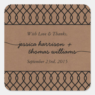 Het moderne Whimsical Kraft Wedding Collectie Vierkante Sticker