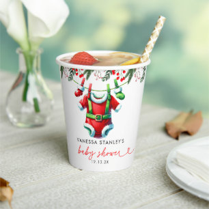 Het moderne Winter Red Christmas Santa Baby shower Papieren Bekers