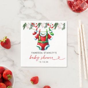 Het moderne Winter Red Christmas Santa Baby shower Servet