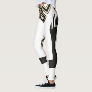 Het moderne Witte Zwarte Gouden Abstracte Patroon Leggings