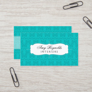 Het modieuze Turkoois van het Damast Visitekaartje