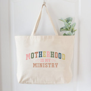 Het moederschap is mijn bediening Christelijk Moed Grote Tote Bag