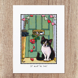 'Het moet liefde zijn' Kitty Cat Custom Briefkaart