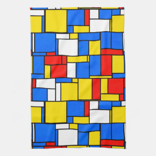 Het Mondrian Geïnspireerde Rode Blauwe Gele Theedoek