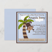 Het Monkeover/de Uitnodiging van het Baby shower v (Voorkant / Achterkant)