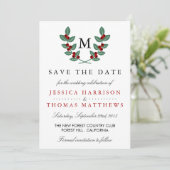 Het Monogram Berry Struik Wedding Collectie Save The Date (Staand voorkant)