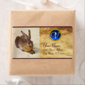 Het monogram blauw saffier van de konijn ( Young H Etiket (Insitu)