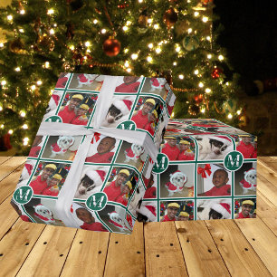 Het Monogram Groen Creëer van Kerstmis Uw Eigen Cadeaupapier