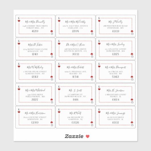 Het Monogram Spelen Kaart Bruiloft Collectie Label (Vel)