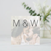 Het Monogram Square van de Foto sparen de Datum Save The Date (Staand voorkant)
