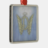 Het Monogram van de Engel van de brief D Metalen Ornament (Rechts)