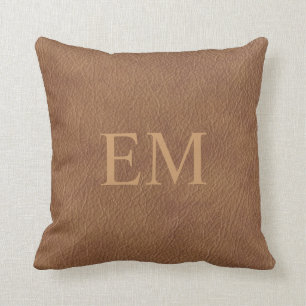 Het Monogram van het Leer van Faux Kussen