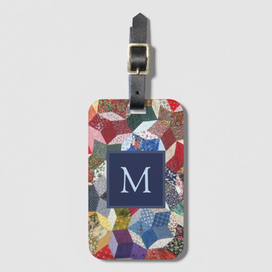 Het Monogram van het Patchwork van het Patroon van Bagagelabel (Voorkant (verticaal))