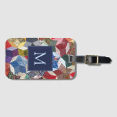 Het Monogram van het Patchwork van het Patroon van Bagagelabel (Voorkant (horizontaal))