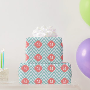 Het Monogram van het Patroon van de Zigzag van de Cadeaupapier