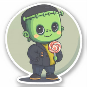 Het monster van Frankenstein houdt een lolly vast Sticker
