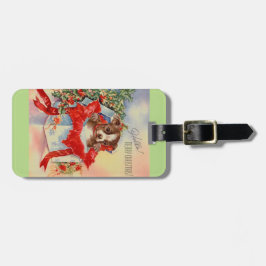 Het Mooie Baby Boston Terrier van het vintage Bagagelabel