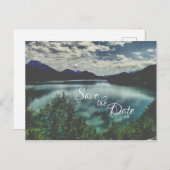 Het mooie bergmeer bewaar de datum van het huwelij aankondigingskaart (Voorkant / Achterkant)