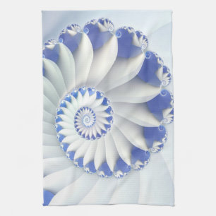 Het mooie Blauwe & Witte Abstracte Art. van Shell Theedoek