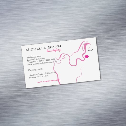 Het mooie brandmerken van het haarHairstyling van Visitekaartje Magneet (Voorbeeld)