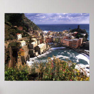 Het mooie dorp Vernazza in de stad Cinque Poster