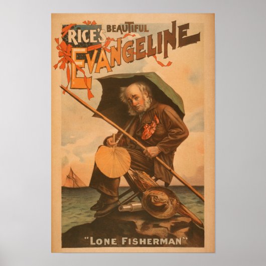 Het mooie Evangeline "Lone Fisherman" van Rijst Poster (Voorkant)