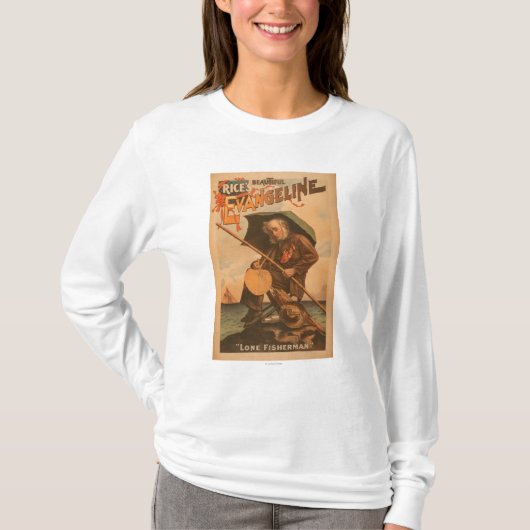 Het mooie Evangeline "Lone Fisherman" van rijst T-shirt (Voorkant)