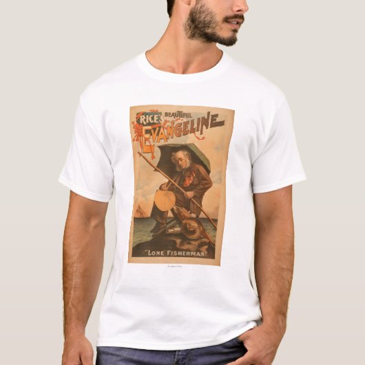 Het mooie Evangeline "Lone Fisherman" van rijst T-shirt (Voorkant)