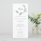 Het mooie Floral Monogram Sketched Wedding Program Programma (Staand voorkant)