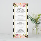 Het mooie Floral Stripes Modern Wedding Menu (Staand voorkant)