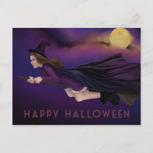 Het mooie heks schilderen van Halloween Briefkaart