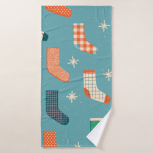 Het mooie kerstsokpatroon in illustratie. badhanddoek