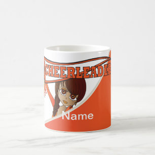 Het mooie Meisje Cheerleader in Sinaasappel Koffiemok