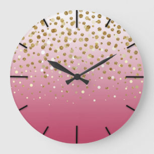 Het mooie moderne girly faux goud schittert grote klok
