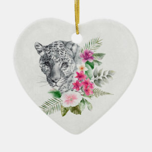 Het mooie portret van de Leopard-kop in de Waterve Keramisch Ornament
