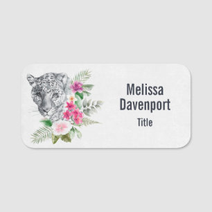 Het mooie portret van de Leopard-kop in de Waterve Naamplaatje