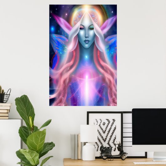 Het mooie Poster van Cosmic Angel Goddess (Thuiskantoor)