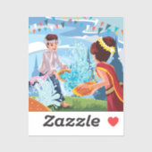 Het mooie Songkran-festival dat het water doorkrui Sticker (Vel)