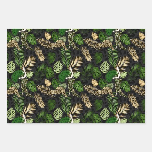 Het mooie thema Green en Gold Safari Inpakpapier Vel (Voorkant)