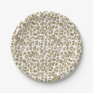 Het mooie trendy fauxgoud schittert luipaarddruk papieren bordje